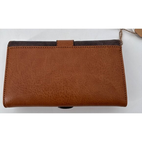 Catchfly Womens Wallet Faux Leather Bifold RFID Brown With Buckle New - Picture 4 of 9